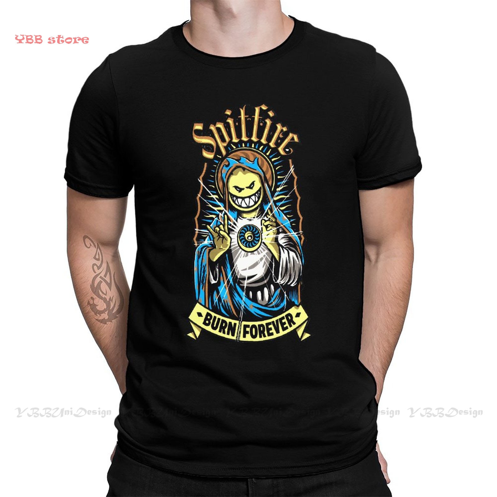 High Quality Men SK8 The Infinity Skate Sports Black T Shirt Spitfire Burn Forever Pure Cotton - SK8 The Infinity Merch